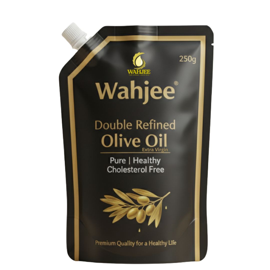 Wahjee Extra Virgin Olive Oil Pouch – 250ml, 500ml & 1000ml | Cold-Pressed, 100% Natural