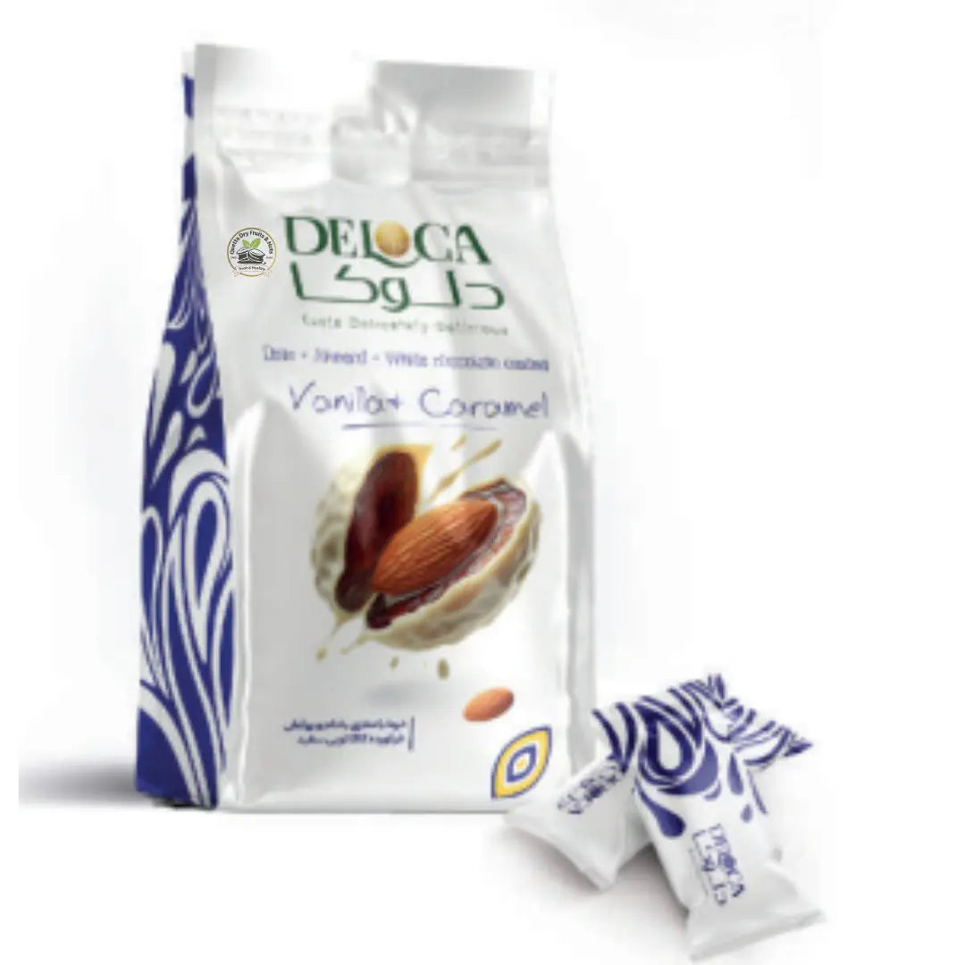 Premium Deloca Almonds & Dates Covered With Chocolate – Assorted Flavours 250g Pouch