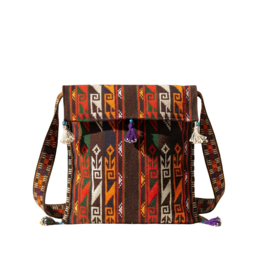 Traditional Afghan ladies bag with red, orange and black geometric embroidery – Wahjee