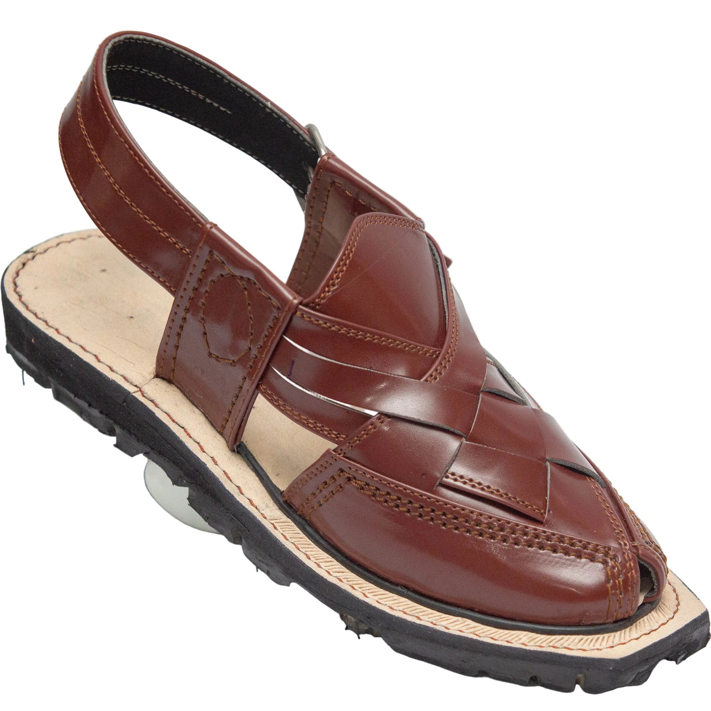 Premium Norozi Chappal for Gents | Genuine Leather Brown Tyre Sole