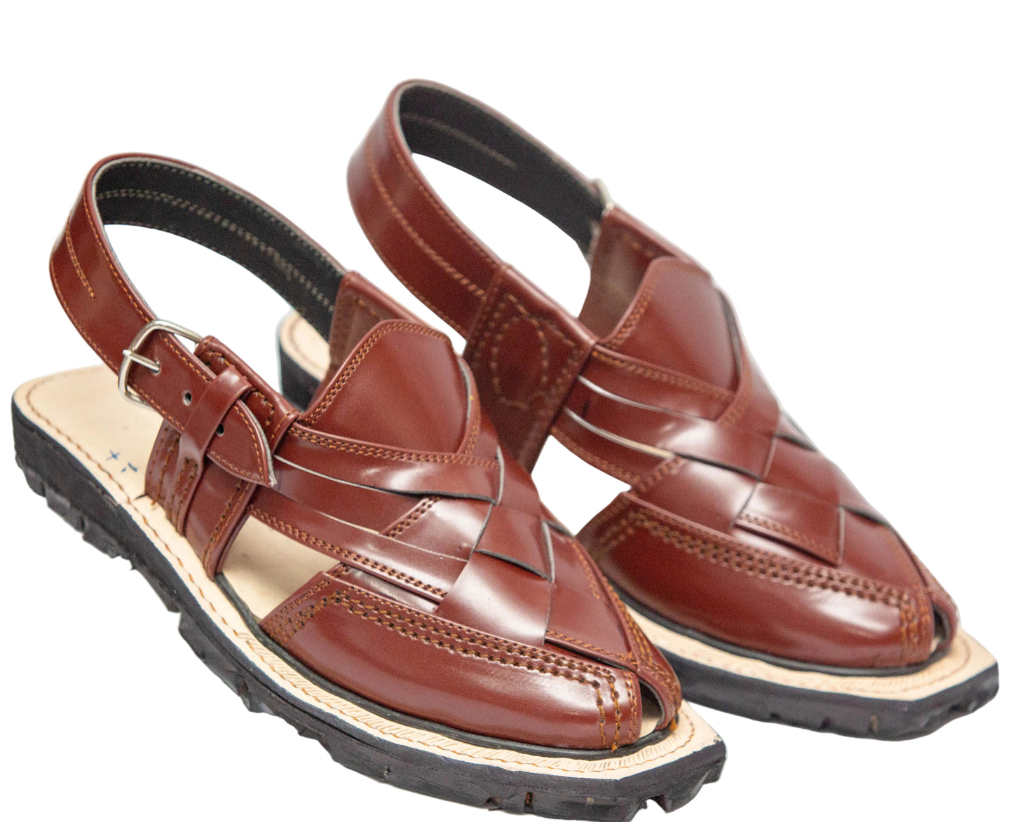 Premium Norozi Chappal for Gents | Genuine Leather Brown Tyre Sole