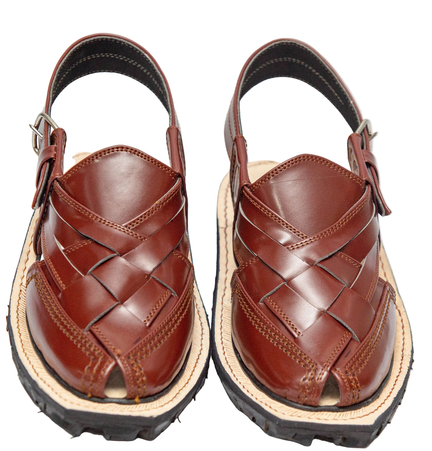 Premium Norozi Chappal for Gents | Genuine Leather Brown Tyre Sole