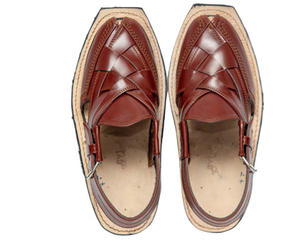 Premium Norozi Chappal for Gents | Genuine Leather Brown Tyre Sole