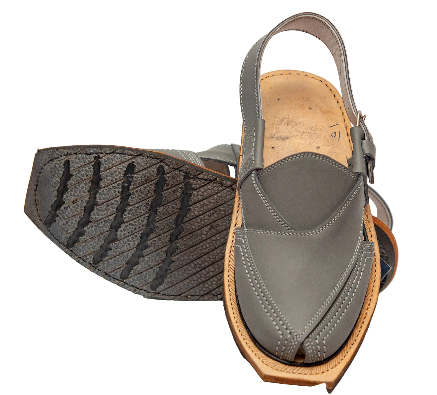 Norozi Chappal for Men – Black Genuine Leather | Heavy Tyre Sole