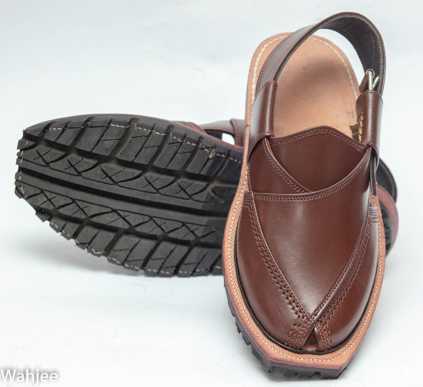 Norozi Chappal for Men – Brown Genuine Leather | Tyre Sole