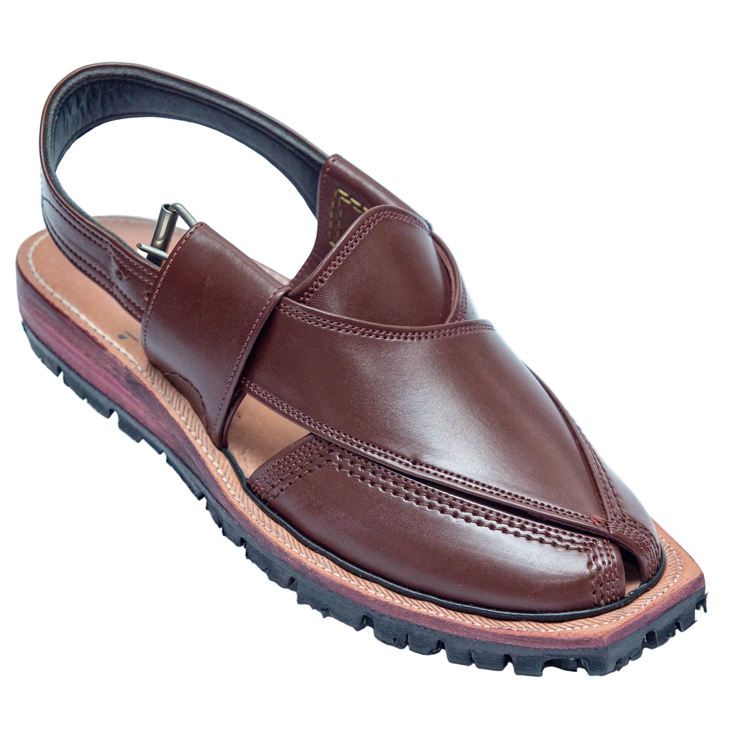 Norozi Chappal for Men – Brown Genuine Leather | Tyre Sole