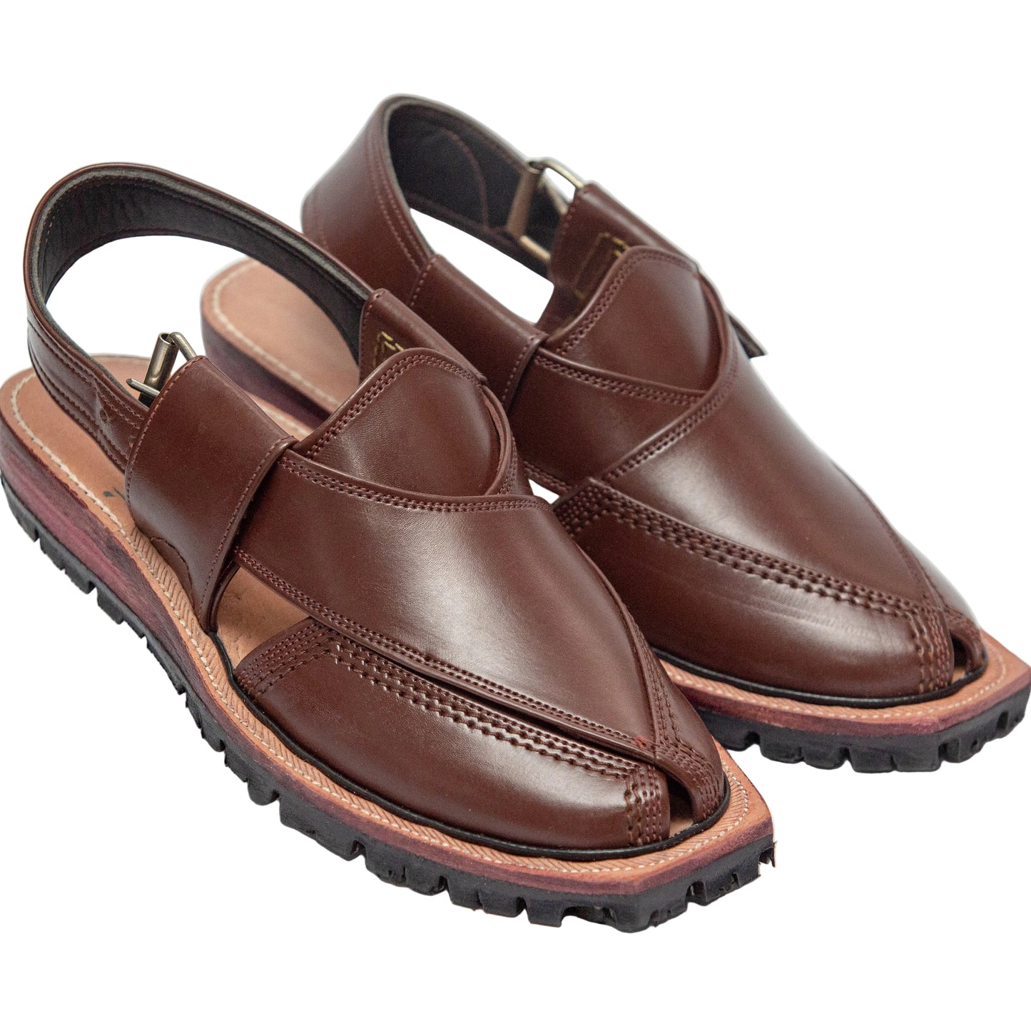 Norozi Chappal for Men – Brown Genuine Leather | Tyre Sole