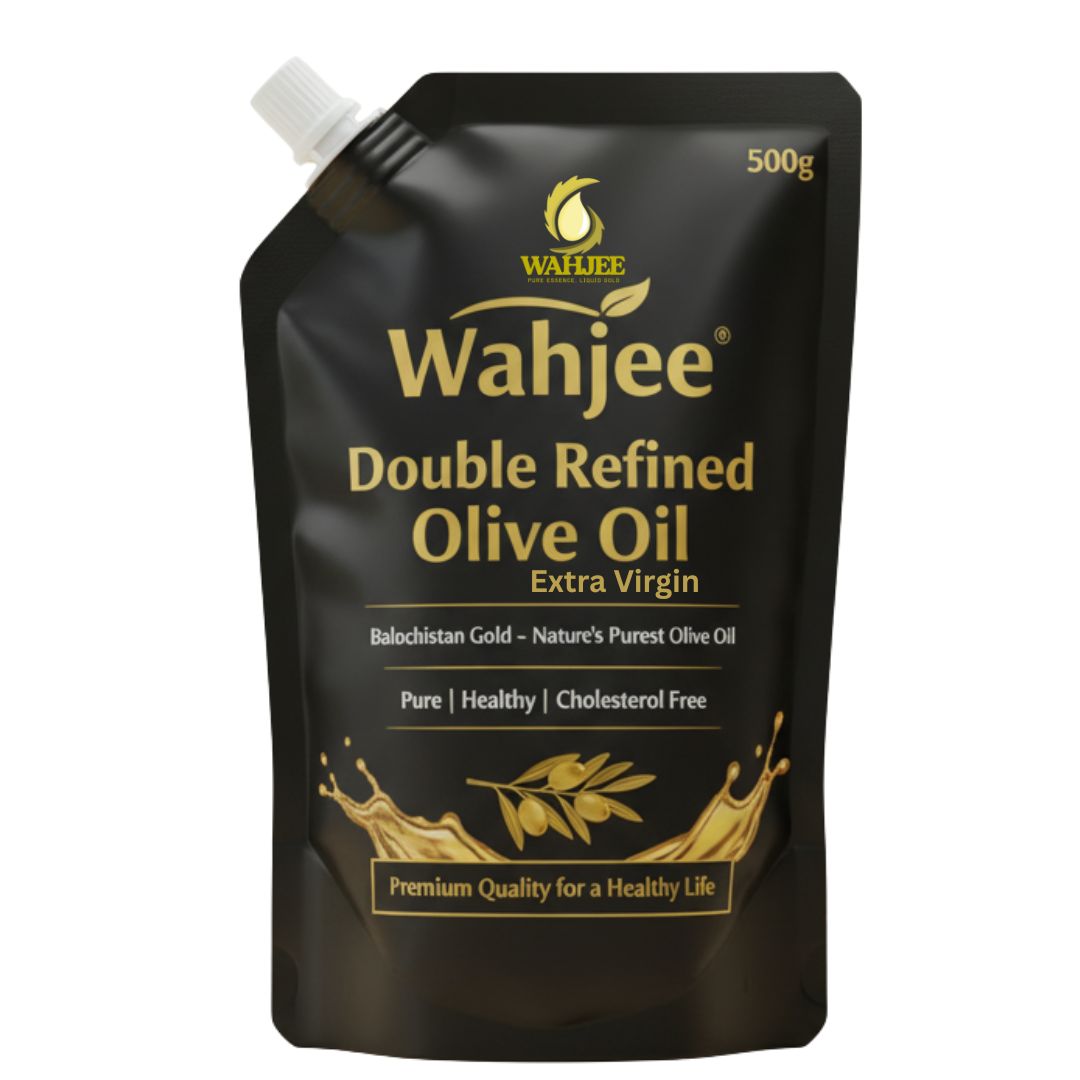 Wahjee Extra Virgin Olive Oil Pouch – 250ml, 500ml & 1000ml | Cold-Pressed, 100%  Natural
