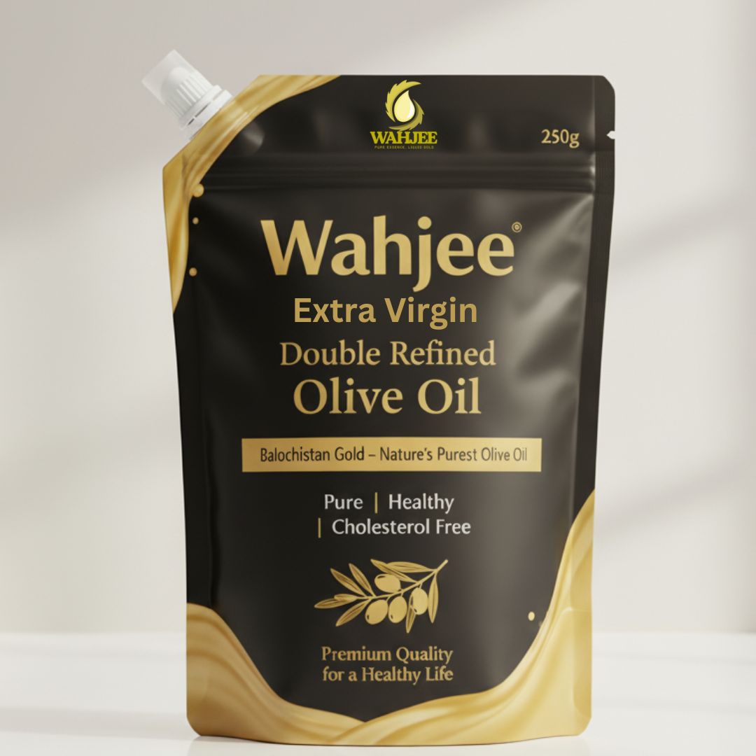 Wahjee Extra Virgin Olive Oil Pouch – 250ml, 500ml & 1000ml | Cold-Pressed, 100%  Natural