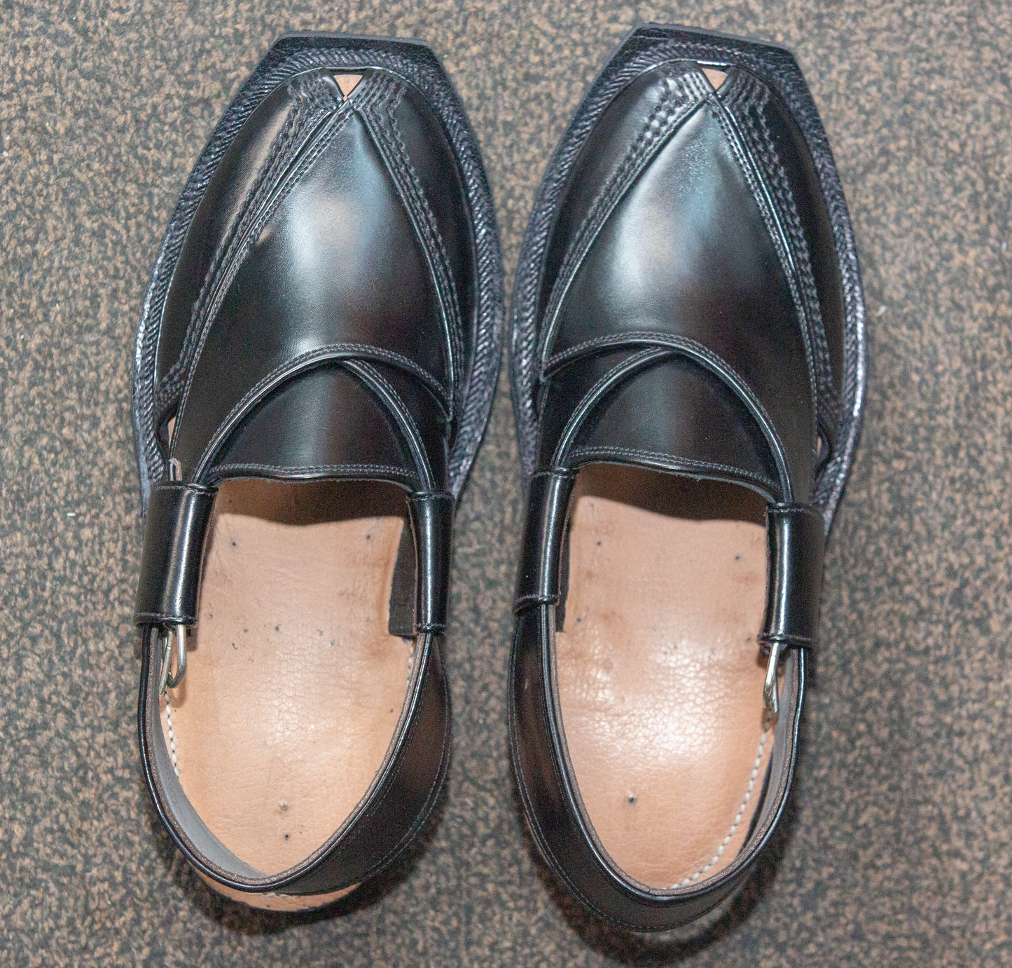 Norozi Chappal for Men – Black Genuine Leather | Tyre Sole