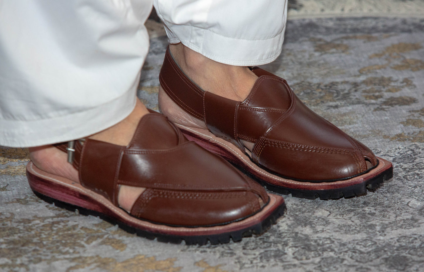 Norozi Chappal for Men – Brown Genuine Leather | Tyre Sole