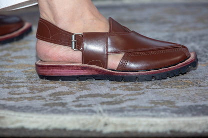 Norozi Chappal for Men – Brown Genuine Leather | Tyre Sole