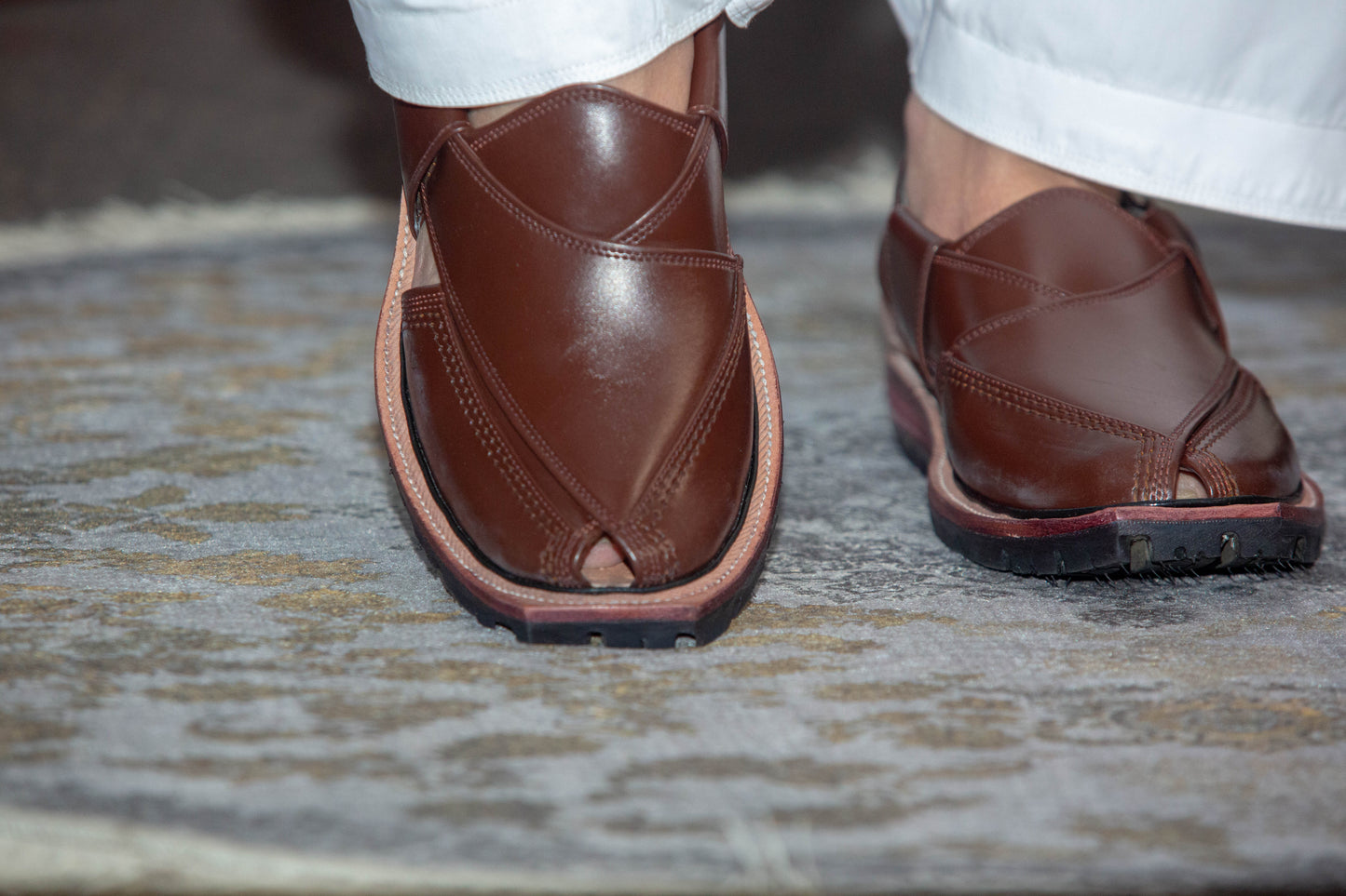 Norozi Chappal for Men – Brown Genuine Leather | Tyre Sole