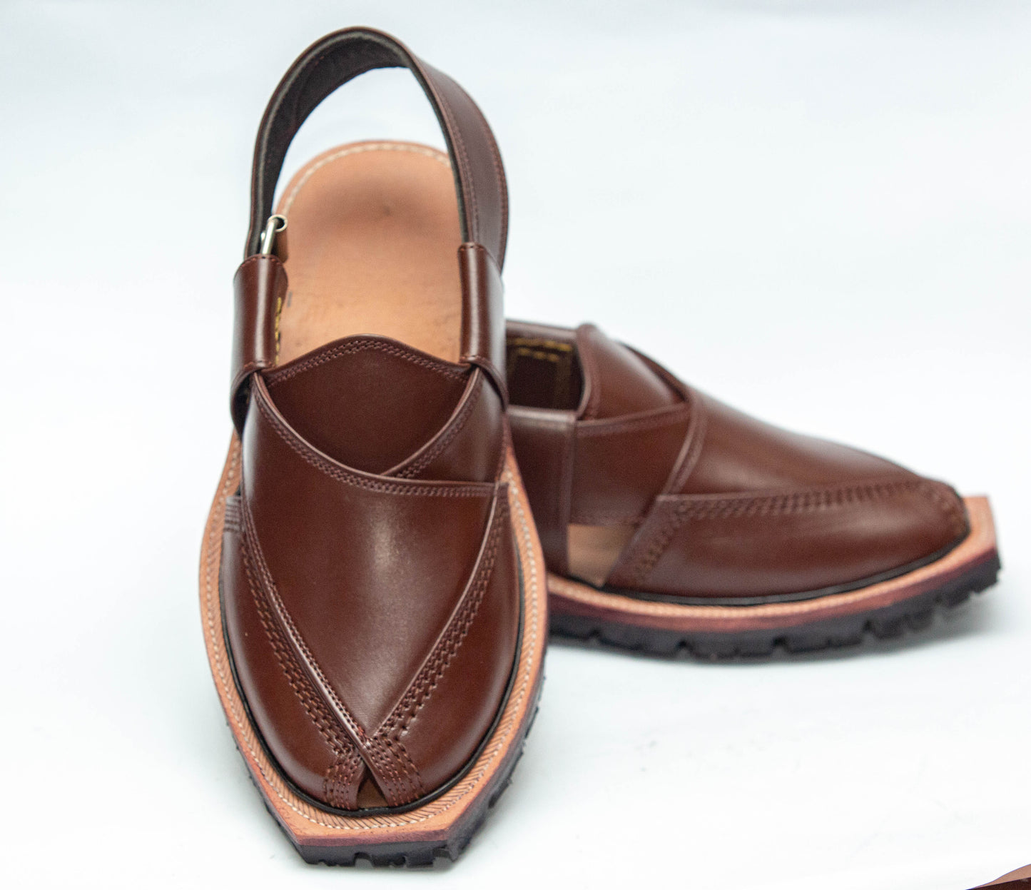 Norozi Chappal for Men – Brown Genuine Leather | Tyre Sole