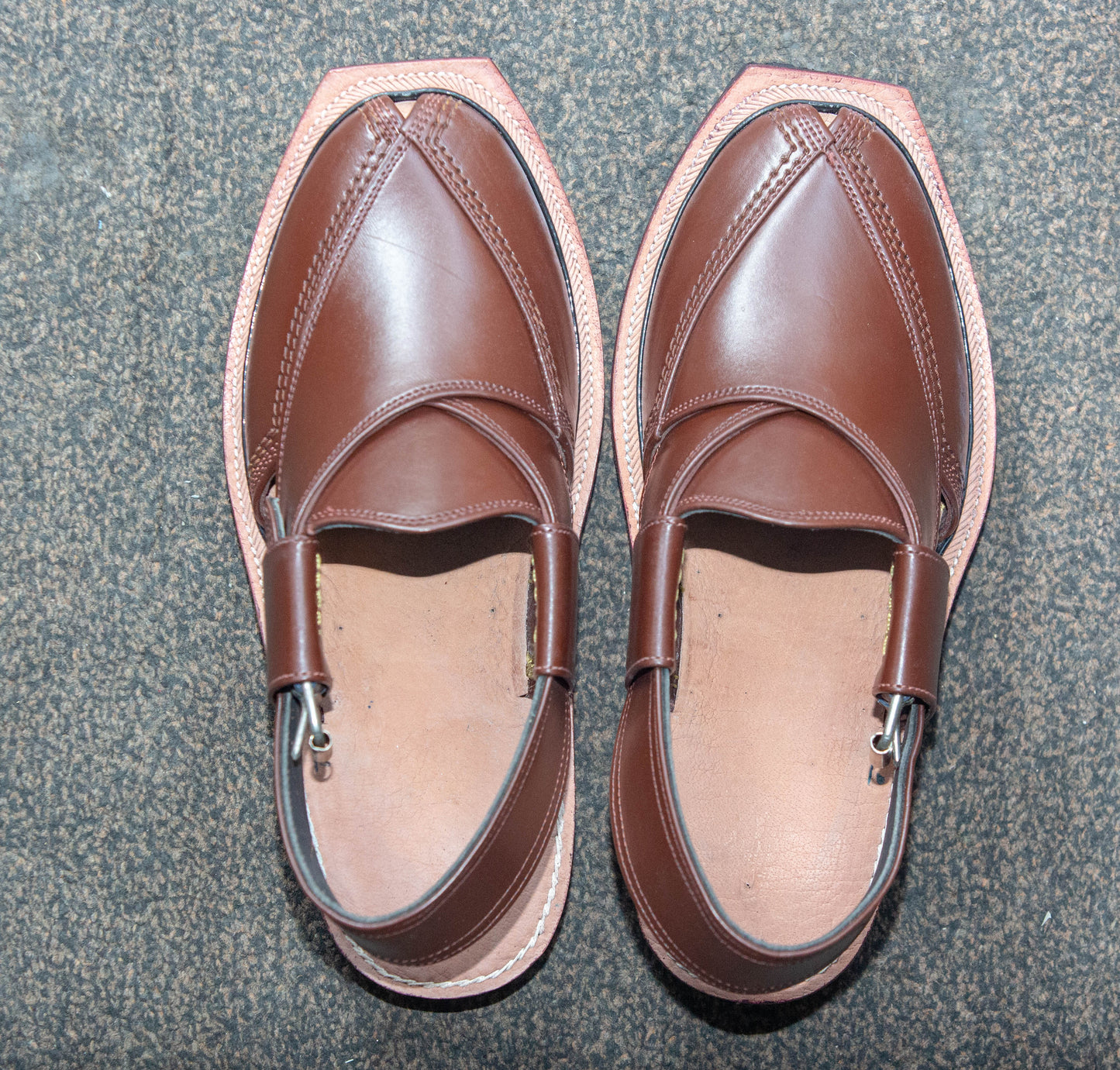 Norozi Chappal for Men – Brown Genuine Leather | Tyre Sole