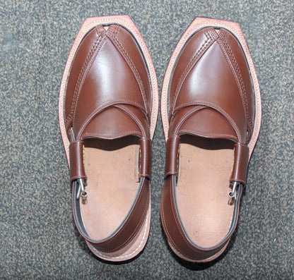 Norozi Chappal for Men – Brown Genuine Leather | Tyre Sole