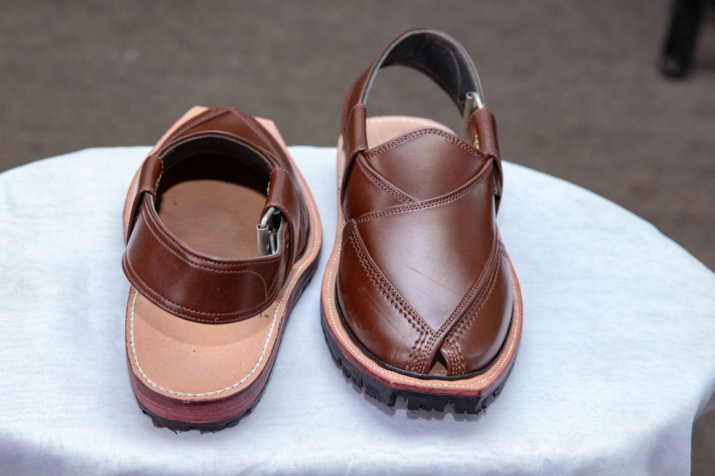 Norozi Chappal for Men – Brown Genuine Leather | Tyre Sole