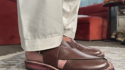 Norozi Chappal for Men – Brown Genuine Leather | Tyre Sole