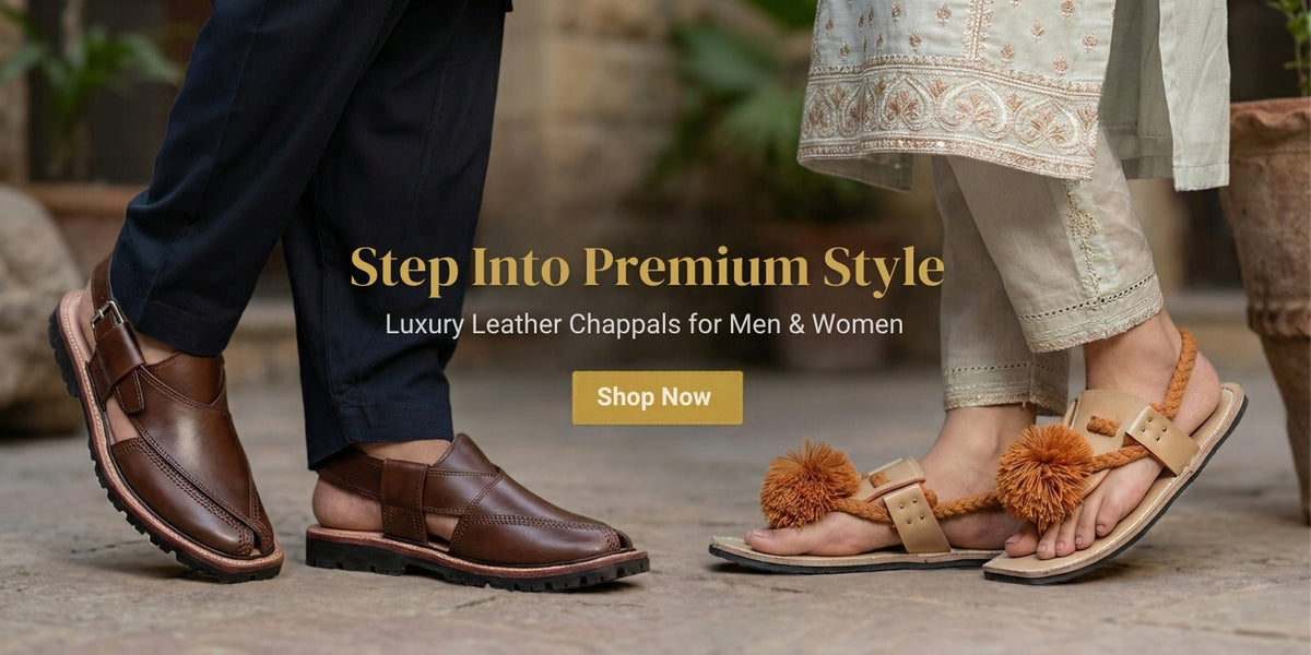 Handmade Balochi and Peshawari leather chappals for men and women by Wahjee